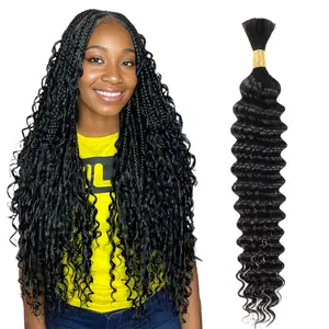 P4/27 Human Hair Braiding Hair Honey Blonde Deep Wave Bulk Human Hair for Braiding Highlight Ombre Brown Curly Bulk Human Hair for Boho Braids