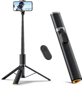 TODI 63" Cell Phone Selfie Stick Tripod Portable with Wireless Remote Extendable Stand for iPhone Android All-in-One Design