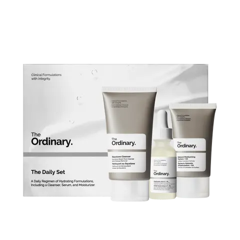 The Ordinary The Daily Set, Daily Skincare Routine with Squalane Cleanser, Hyaluronic Acid 2% + B5, and Natural Moisturizing Factors + HA | Skin Care Set