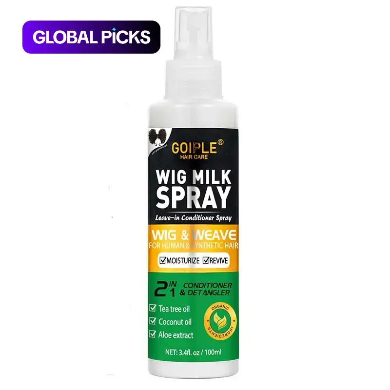 3.4oz,Wig Milk spray， Moisturize Revive Anti-Frizz Care Spray for Human Hair Wigs, Synthetic Weaves & Extensions，Synthetic Hair Moisturizing Spray, Long-Lasting No Wash Care, Coconut Oil & Castor Oil, Suitable for Men & Women, Chemically Processed Hair