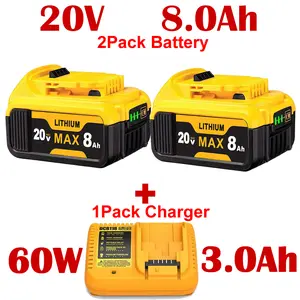 【Household bag】2Pack DCB200 20vportable battery dewalt replacementbattery +1Charger High power lithiumbattery fast charging Combo kit . nolonger has to worry about running outof electricity