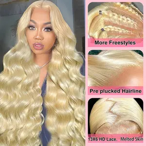 13x6 613 Hd Transparent Lace Front Wig Human Hair Pre-Plucked Body Wave and Starght Bleached Lace Frontal Wigs for Women