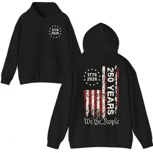 [Today Deal] 250th America Freedom Anniversary Unisex Shirt-Sweatshirt-Hoodie, 4th of July Patriotic Shirt, We The People Graphic Tee, Independence Day Hoodie Shirt, Patriotic Tee with USA Flag Shirt, Hoodie Men, 250 Years of Freedom America Shirt