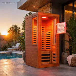 ARCH Far infrared sauna front door with red light therapy Low EMFwooden sauna room, Portable Sauna Infrared
