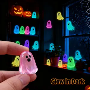 Halloween Mini Glow in Dark Cute Ghosts Figures 60Pcs Small Resin Ghost Figurines for Party Favors Decor Ornaments Fall Home Gift Dollhouse Decorations Toys