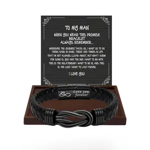 1PC Unique Christmas Gift for Man, Ideal Birthday Gifts for Man Leather Bracelets, Knotted Bracelets Jewelry for Man with Gift Card, Perfect Bracelet for Daily Wear Gift for Man