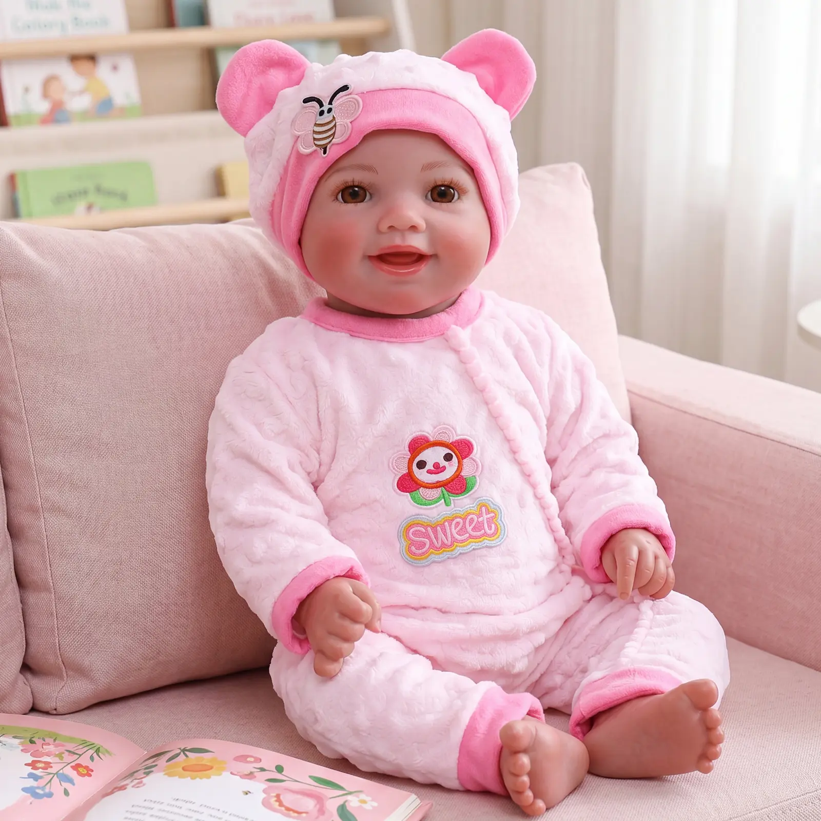 #Summervibes#DealsForYouDays BABESIDE Lifelike Reborn Baby Dolls 17Inch Fabric body+vinyl limbs Real Life Baby Dolls with Toy Accessories For kids Age 3+ Suitable gifts for Mother's Day Valentine's Day Children's Day & Christmas