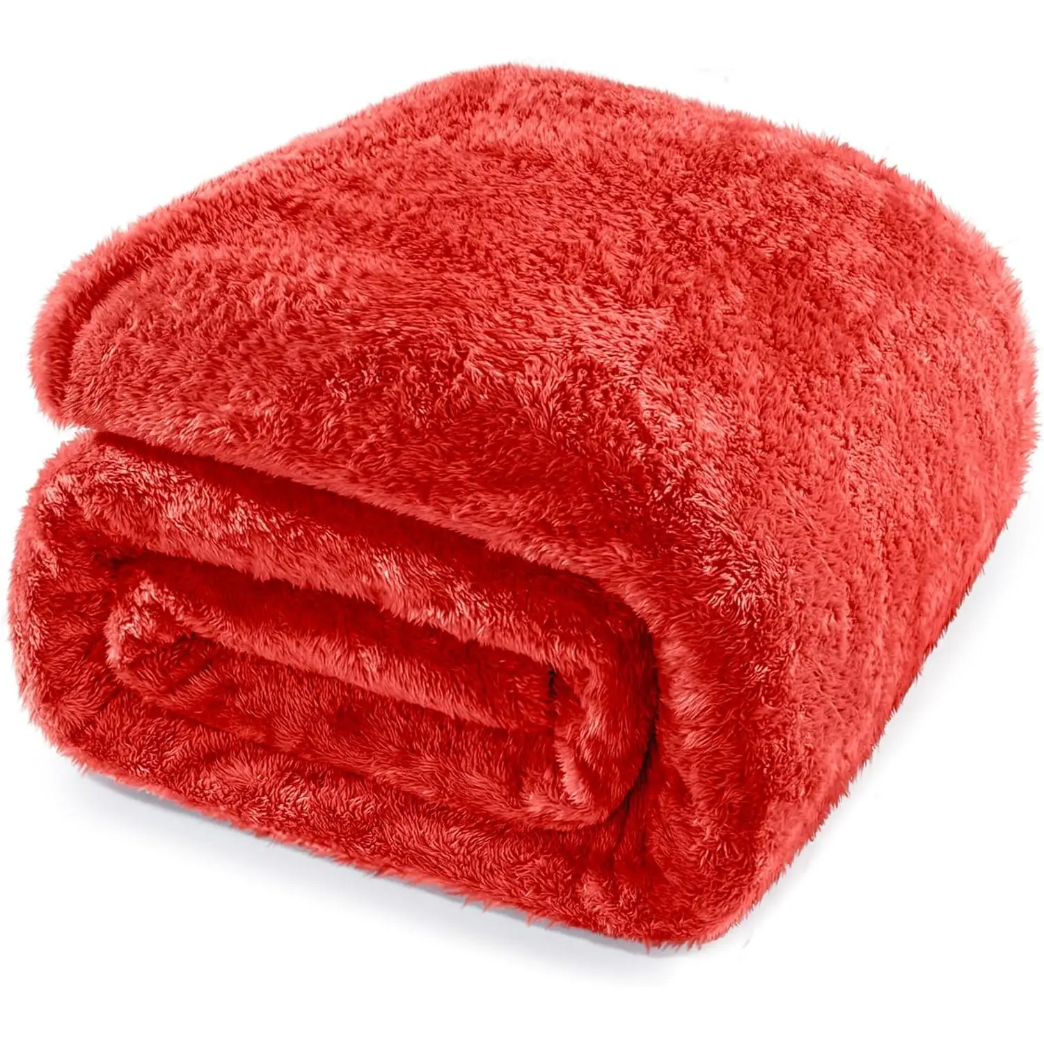 Red Queen Size Fleece Cozy Synthetic Fiber Blanket - 300GSM Thick Warm 90x90 in Super Soft Plush Decorative Throw with Soft Blanket Vibes, Fleece Cozy Blanket