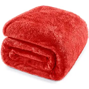 Red Queen Size for, 300GSM Warm Fabric, Decorative Lightweight Plush Fluffy Blankets for, 90x90 Inch
