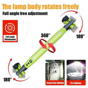 4-in-1 Auto Repair Light Bar – 360° Rotating, Magnetic/Hook/Clip Ends, 4 Modes (White/Red Strobe), USB Rechargeable Work Light for Car Mechanic & Emergency