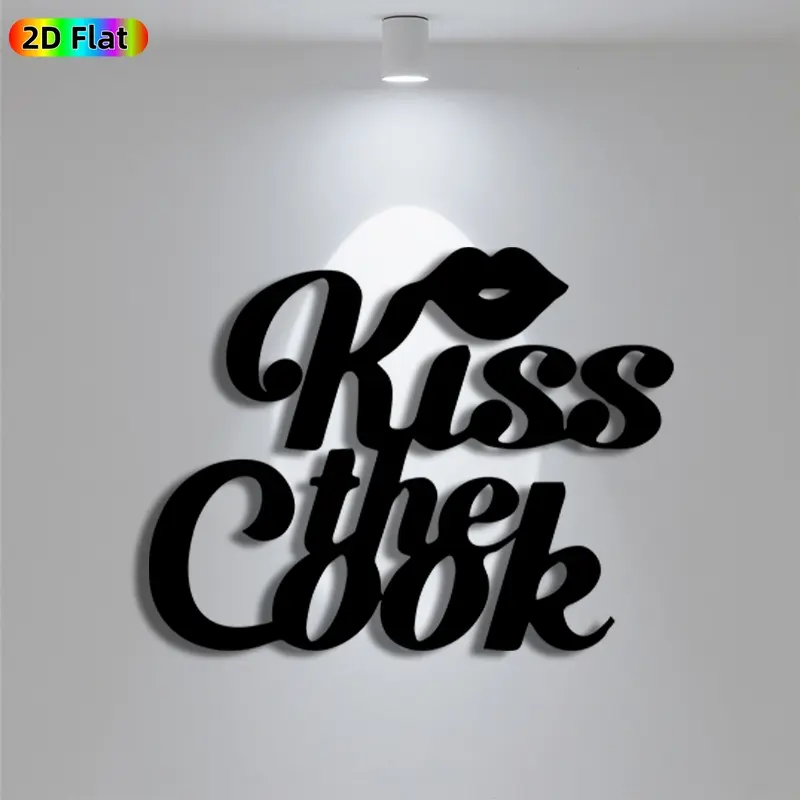 1pc Romantic Kiss the Cook Metal Wall Art, Romantic Kiss the Cook Statue Mural, Iron Craft, Perfect for Kitchen, Dining Room, Bedroom Decor, Artistic Metalwork, Silhouette Wall Decor, Valentine's Decor, Ideal Gift for Love Enthusiasts