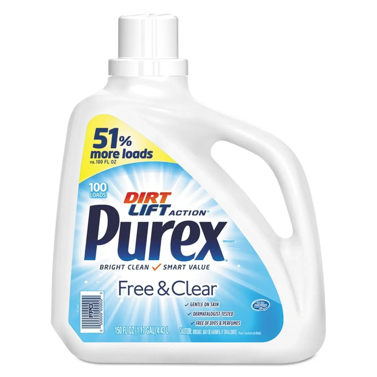 Dial Professional DIA05020EA 150 oz Free & Clear Liquid Laundry Detergent, Unscented Bottle - White