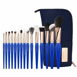Bdellium Tools Professional Makeup Brush Golden Triangle Phase III Complete 15pc Brush Set with Pouch Vegan Synthetic Bristles Ergonomic Handles Cruelty-Free Hypoallergenic Makeup Brushes