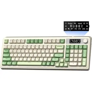 S99 Pro  Keyboard, Display Screen & Media Knob, Tri-Mode /2.4G/USB-C RGB Creamy Gaming Keyboard with Number Pad Macro , Custom  Keyboards for Laptop PC Gamer - Green