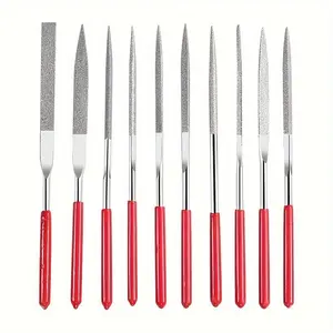 5pcs/10pcs Diamond Mini Needle File Set Craft File for Ceramics Wood Jewelry Polishing Engraving With Red Handle Convenient File Tool Hand Tools