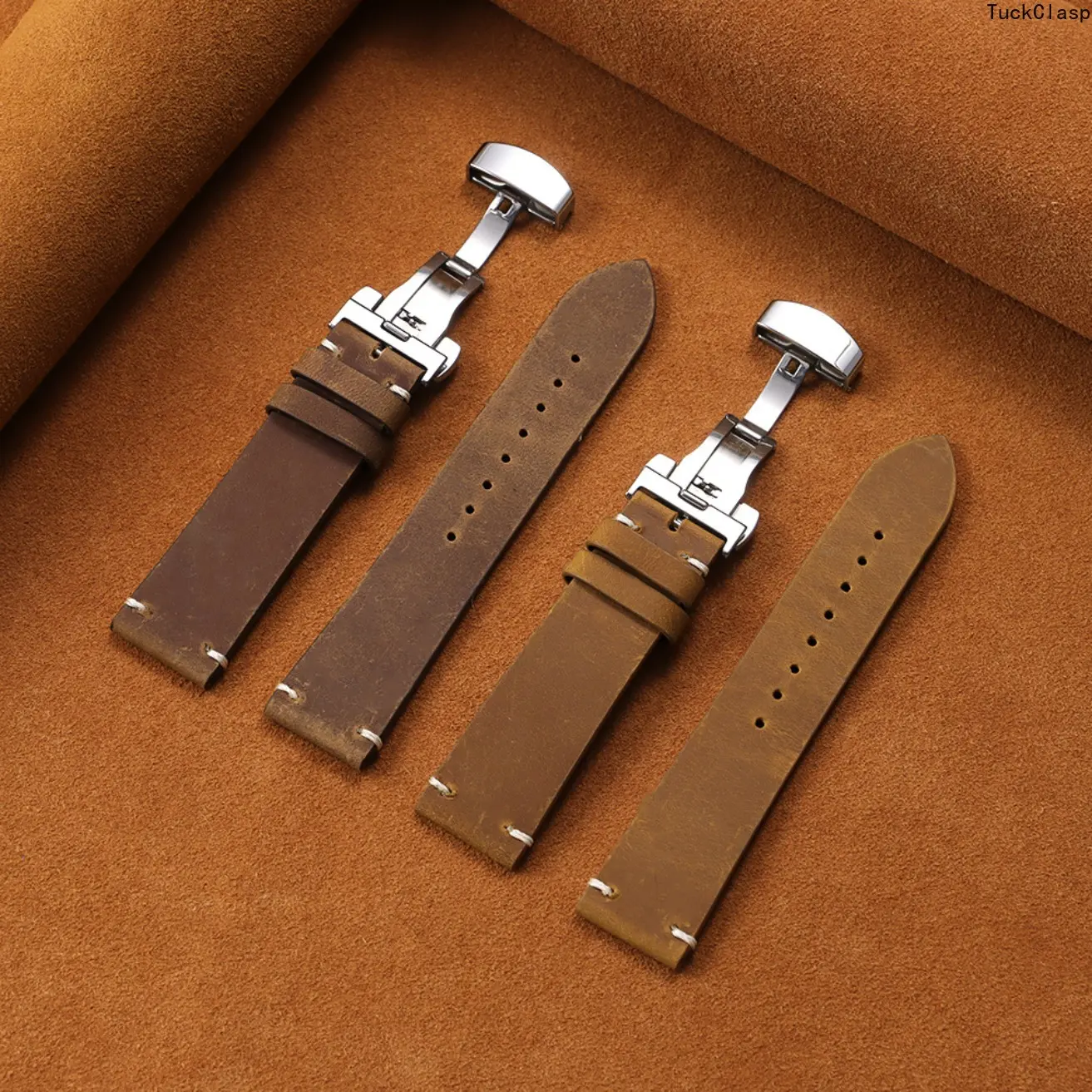 Vintage Butterfly Clasp Watch Strap – Soft & Durable Replacement Band for Men & Women, Fits 18/20/22/24mm Lugs, Multiple Colors, Great for Summer Rotation