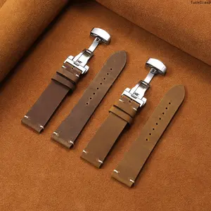 Vintage Butterfly Clasp Watch Strap – Soft & Durable Replacement Band for Men & Women, Fits 18/20/22/24mm Lugs, Multiple Colors, Great for Summer Rotation