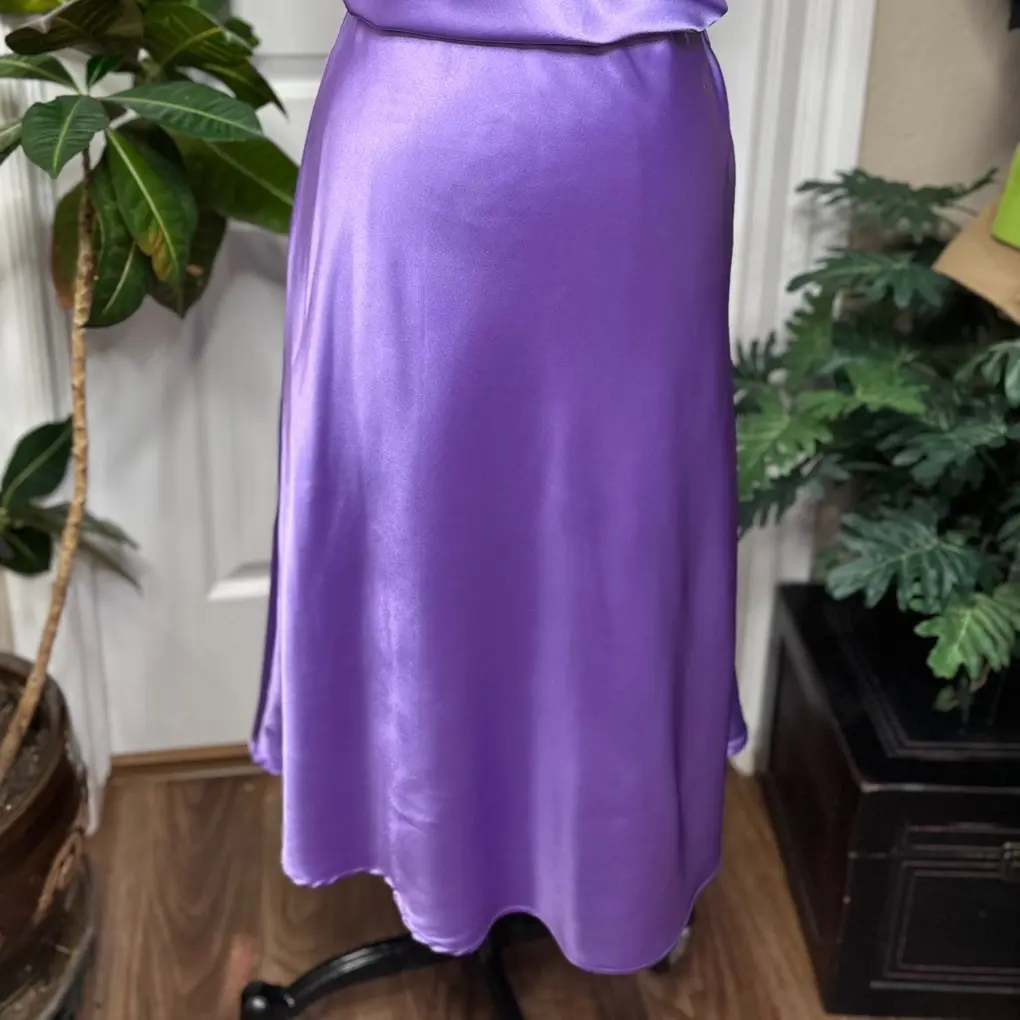 Lavender Satin Midi Skirt
