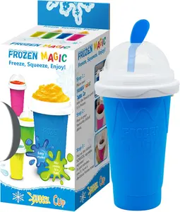 Slushy Maker Cup, Slushie Cup Maker, Milk Cola Juice Squeeze Cup, Magic Quick Freeze Cup, Cooling Cup, Smoothies Cup with Lids and Straws for All Age (Blue) Generic