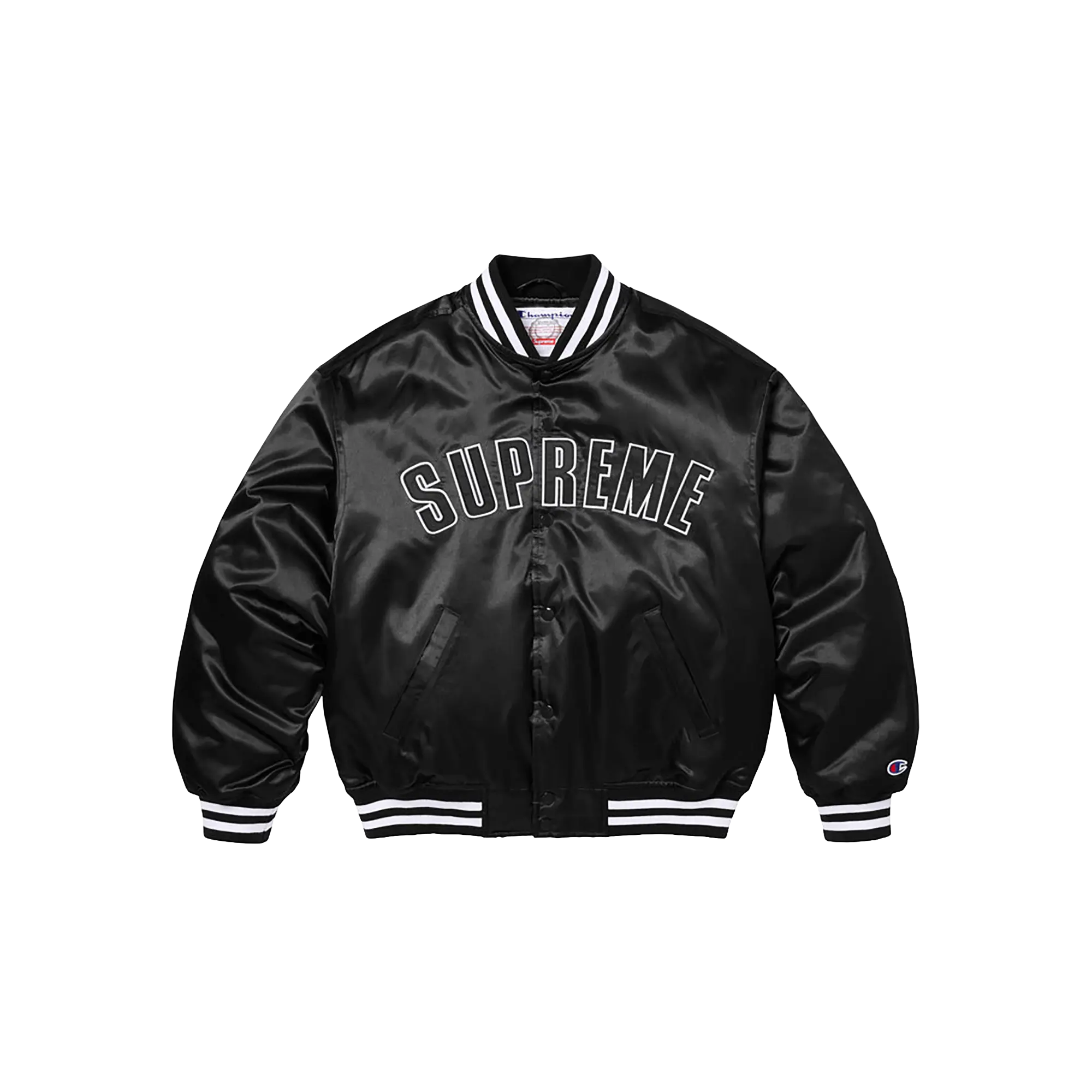 Champion® Satin Varsity Jacket "SS26 - Black" SU27455