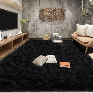 [HOT SALE]- Super Soft Fluffy Rug for Bedroom, Modern Shaggy Rug Fuzzy Kids Rug for Living Room, Plush Indoor Nursery Home Decor Rug with Non-Slip Bottom, Black, 4 X 6 Feet