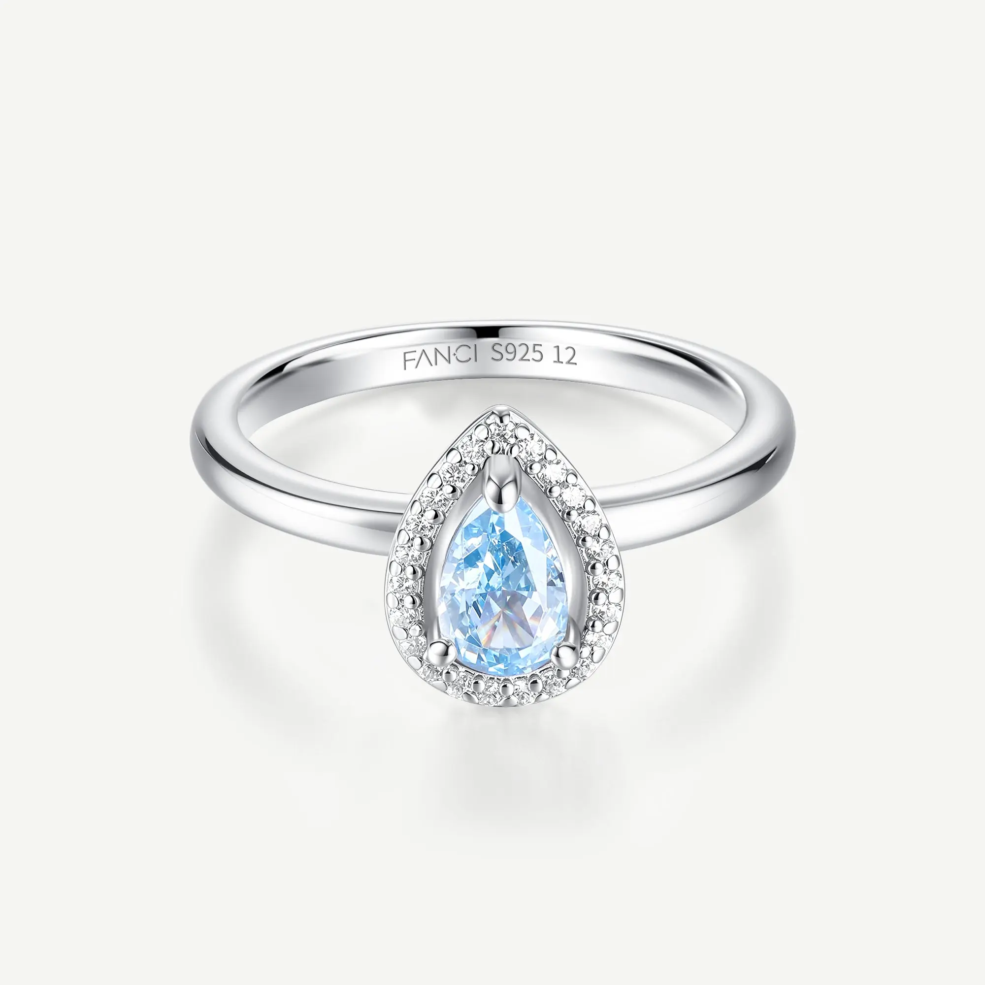 Ocean Eye Birthstone Silver Ring in Aquamarine