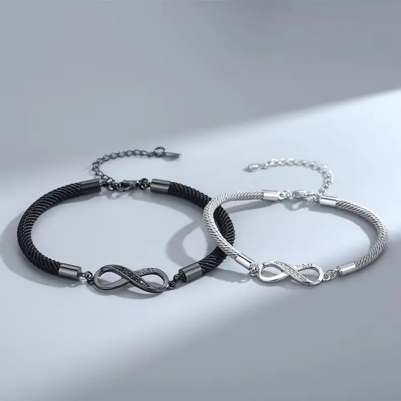 Minimalist Sun Moon Two Piece Night Light Couple's Best Friend Bracelet Fashion Stacked Mobius Ring Bracelet