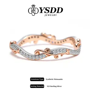 【#206 Eve】Stackable Couple Synthetic Moissanite Ring in 925 Sterling Silver