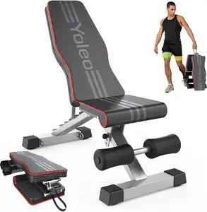 Yoleo Adjustable Weight Bench, Foldable Workout Bench for Home Gym Full Body Workout Strength Training, Incline Decline Flat Utility Bench with Quick Adjustment