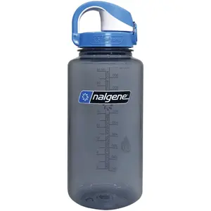 NALGENE 32 oz Wide Mouth Sustain Slate Portable Reusable Leakproof Washable Water Bottle with On-the-Fly Cap, Grey