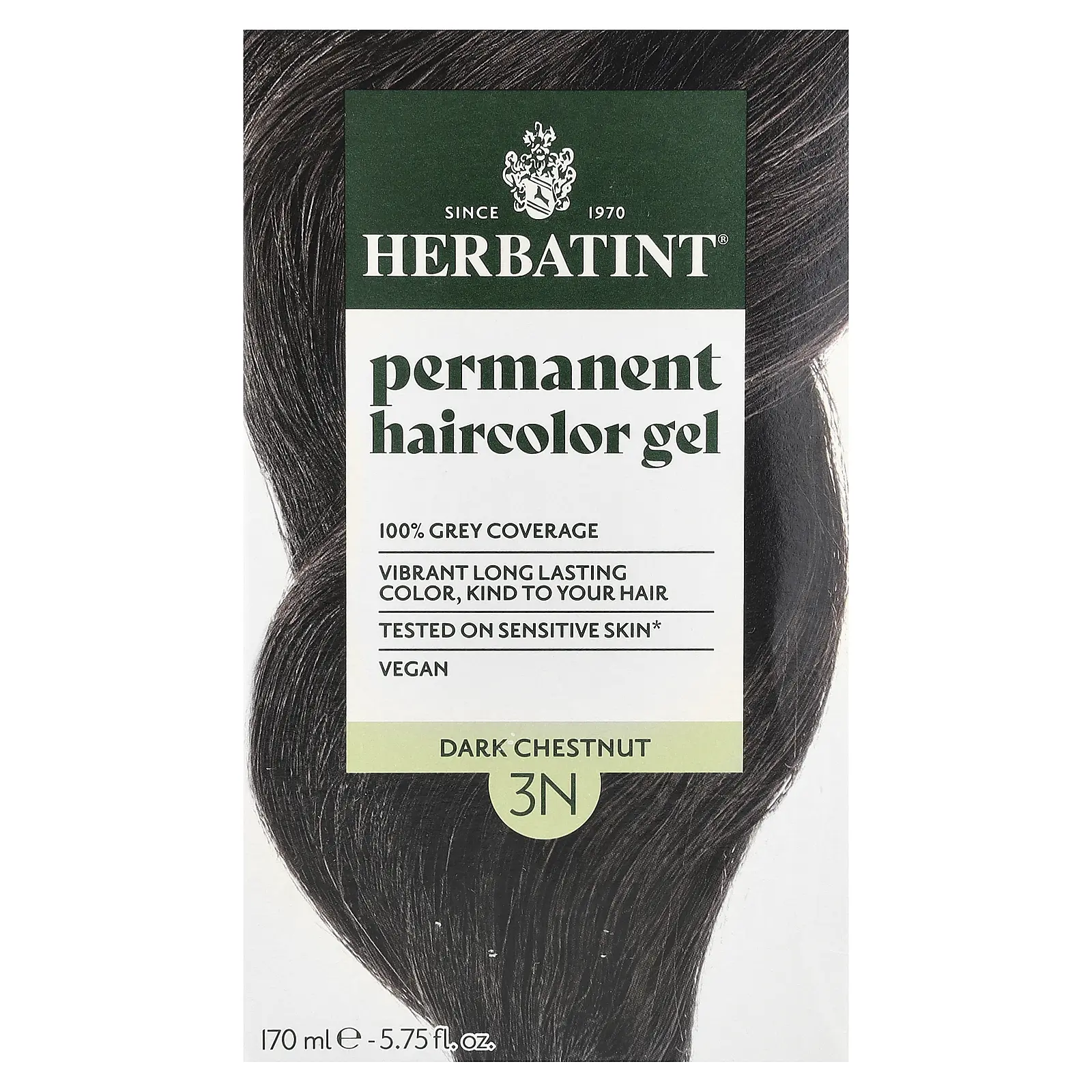 Herbatint Permanent Haircolor Gel, 3N Dark Chestnut, 5.75 fl oz (170 ml)