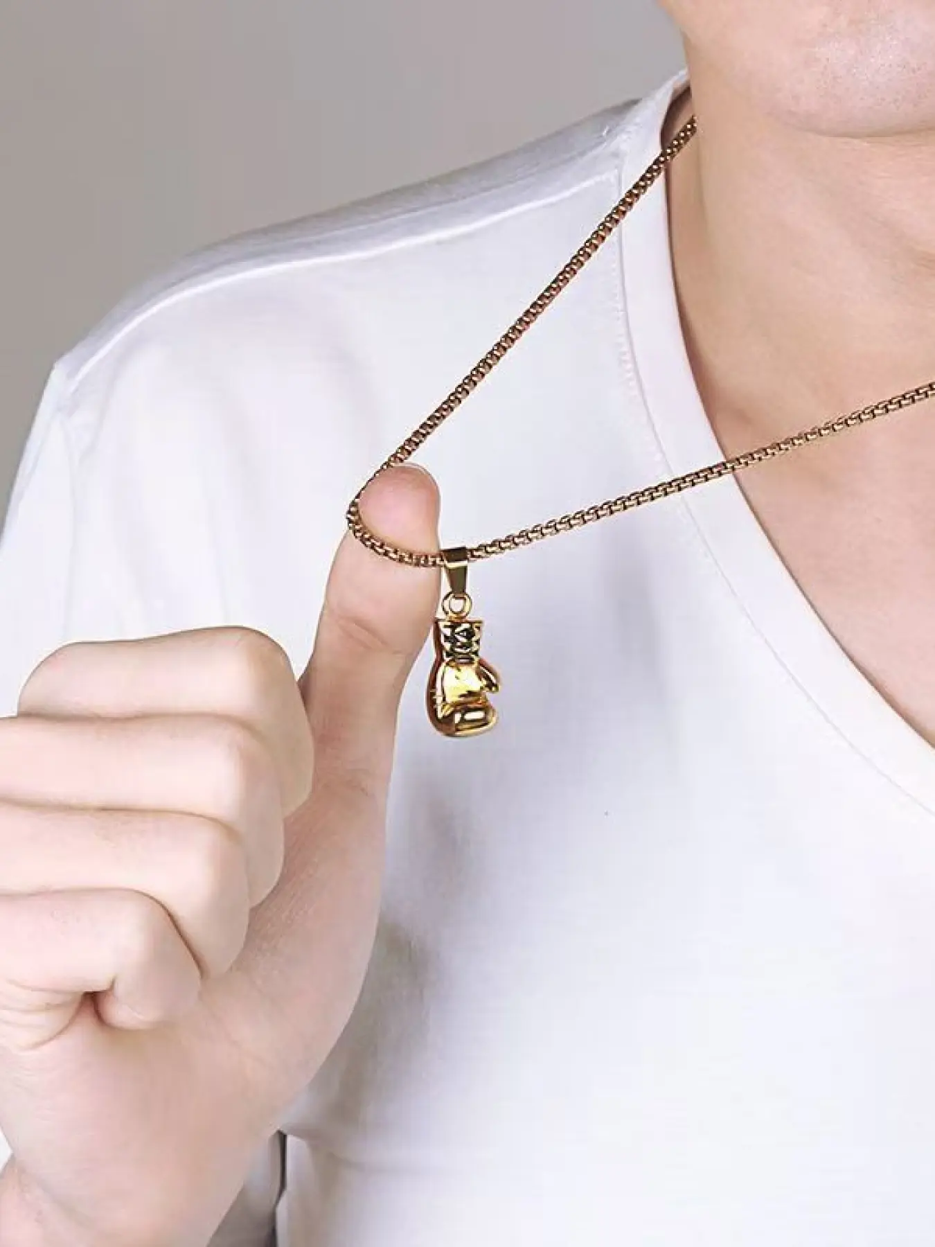 Boxing Glove Pendant Necklace, Stainless Steel, Silver/Glod/ Black Plated Hip Hop Influence Fashion Style Unisex Appeal Jewelry, Fitness Enthusiast Gift