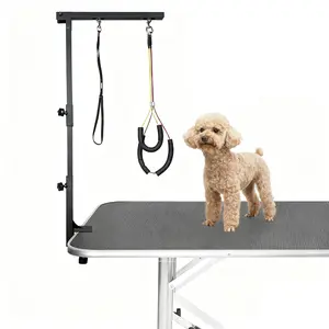 Dog Grooming Arm with Clamp 36" AdjustableHeight Two No Sit Haunch Holders Three SectionDesign for Medium Small Dogs Cats （Not Include the Table）