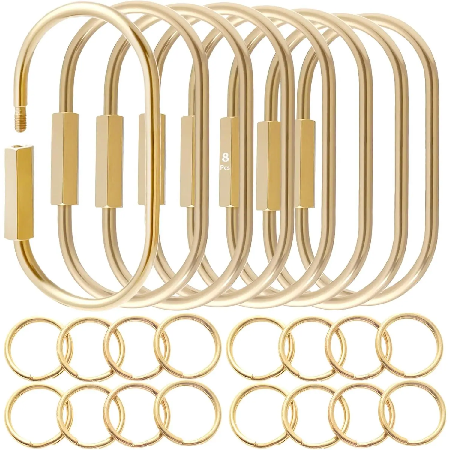 Gold Carabiner Keychain,Brass Locking Carabiner Key Rings,Purse Bag Charm Clip,Charm Holder with Security Screw Lock