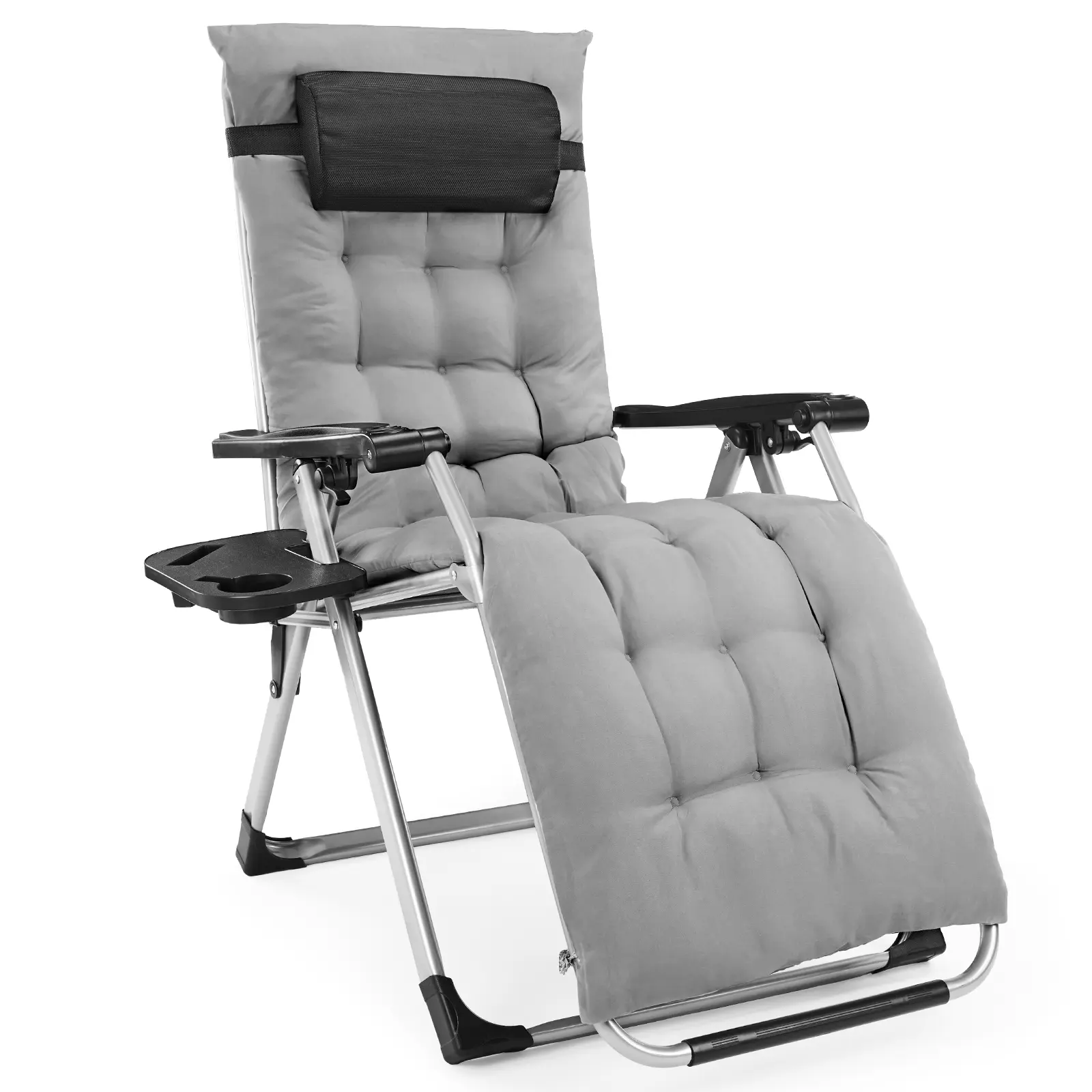 Zero Gravity Chair, Reclining Camping Lounge Chair, Reclining Patio Chairs with Cup Holder Trays and Removable Cushion, Folding Recliner for Indoor and Outdoor,home decor,camping essentials