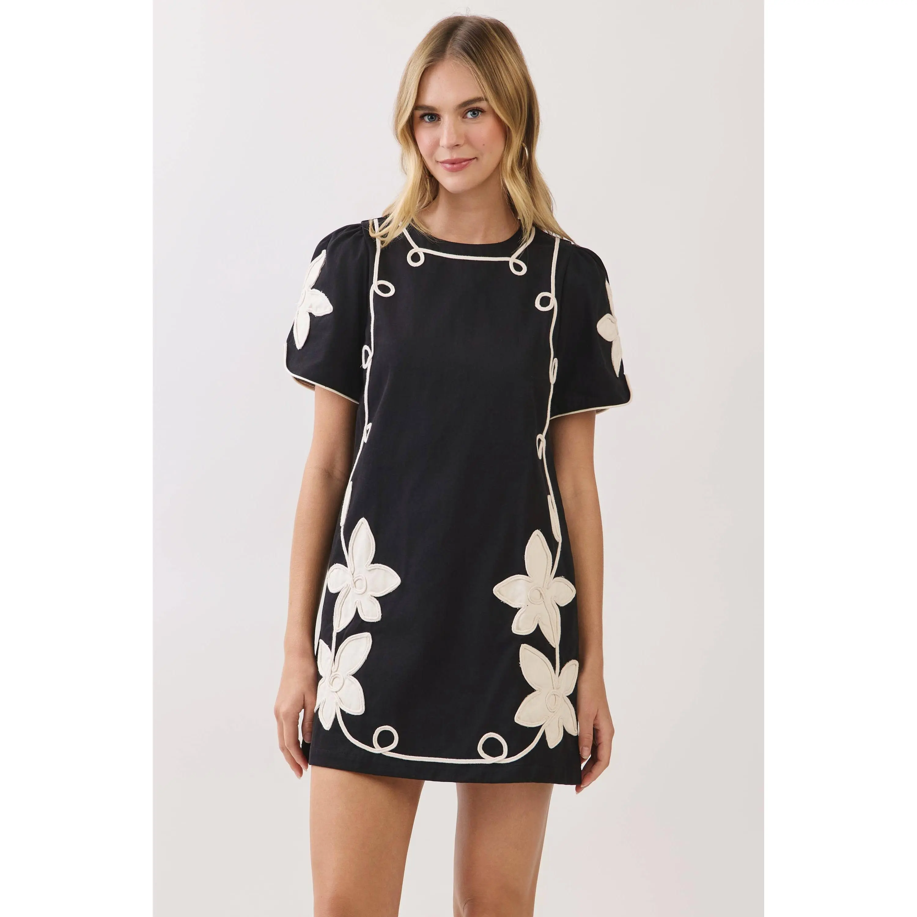 Nina Floral Appliqué Dress