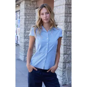 John Galt Women's Light Blue Gingham Rue Collared Top