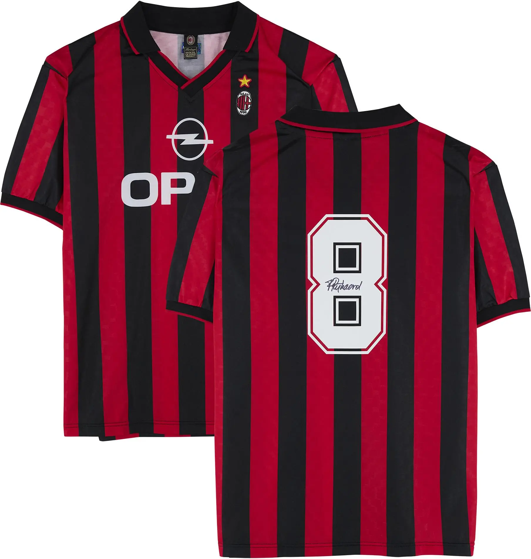 Frank Rijkaard AC Milan Autographed Red and Black Home Jersey - Signed on Back - Fanatics Authentic Certified