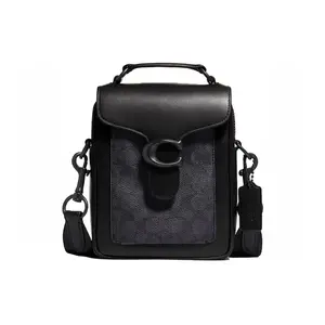 COACH Tabby 16 Classic Logo Shoulder and Crossbody Bag in Coated Canvas with Calfskin for Men