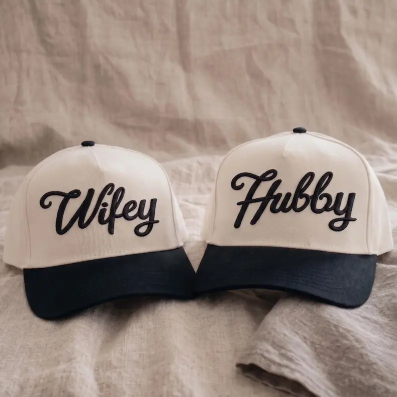 Wifey and Hubby Embroidered Caps, Matching Couple Baseball Hats, Romantic Gift for Him Her, Custom Valentine Trucker Caps