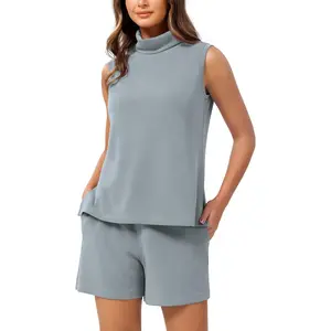 Modal Soft Mock Neck Tank Tops for Women Sleeveless Sweater Vest Casual Turtleneck Pullover Top