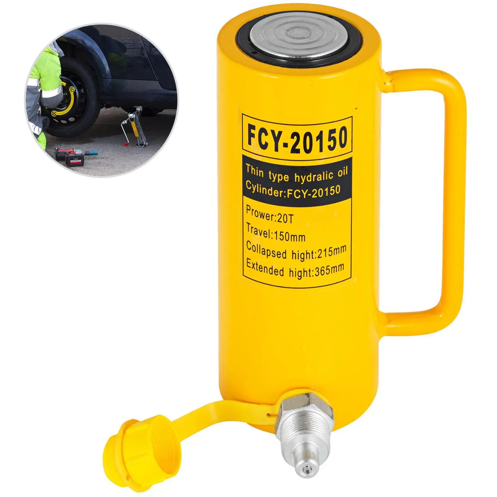 【summerfinds】VEVOR Hydraulic Cylinder Jack, 20 Ton Solid Ram Hydraulic Cylinder, 6 Inch Stroke Single Acting Hydraulic Cylinder, with Quick Connector Portable Hydraulic Solid Jack Hydraulic Lifting Cylinders