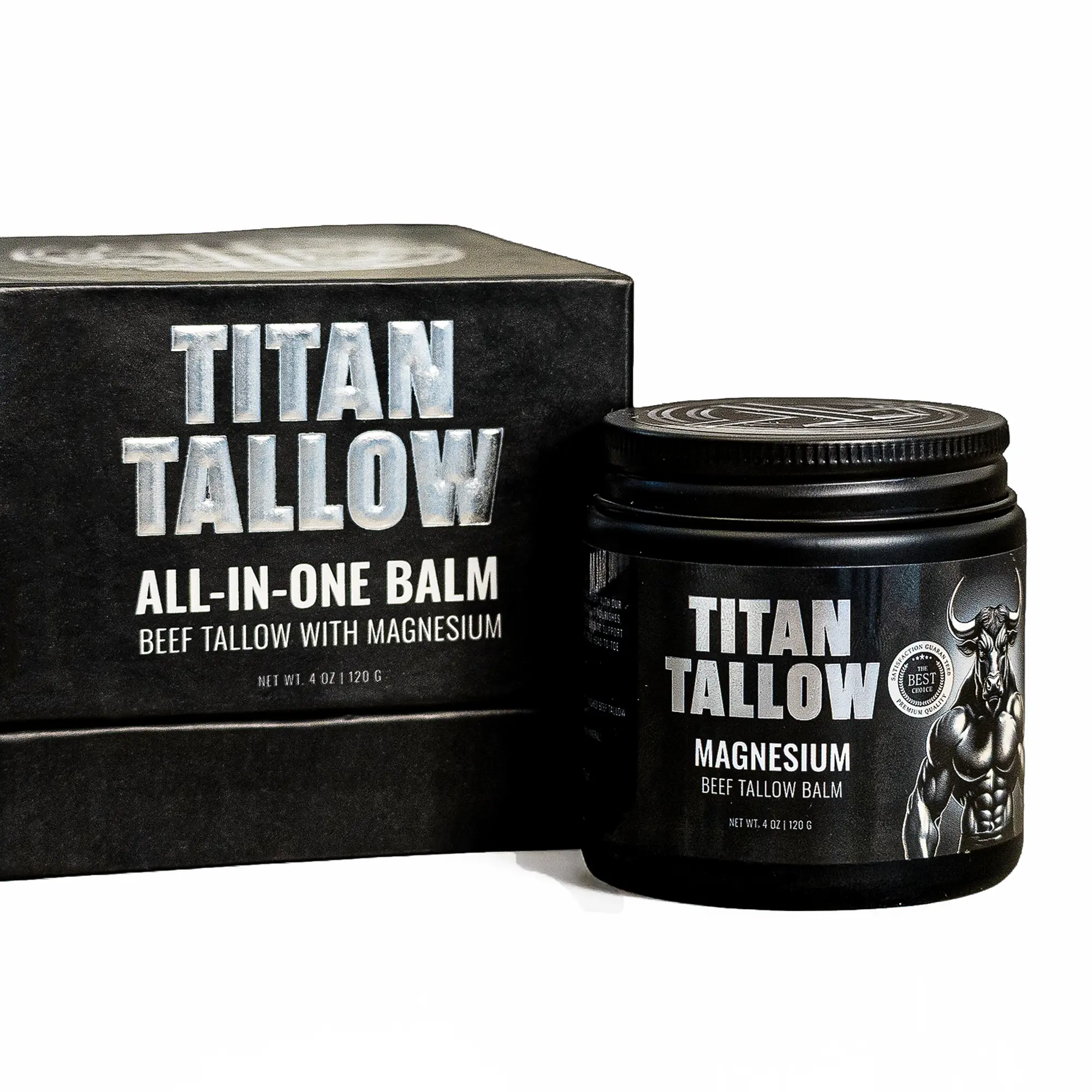 Titan Tallow Magnesium Balm - Grass-Fed Beef Tallow Moisturizer, Healthcare Multi Purpose Relief Pain Reliever for Sleep & Muscle Relaxation - 4 oz All-in-1 Balm Treatment