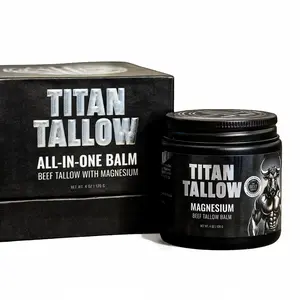 Titan Tallow Magnesium Balm – Grass-Fed Beef Tallow Moisturizer for Sleep, Pain Relief, Leg Cramps, & Muscle Relaxation – 4 oz All-in-One Balm