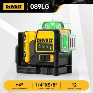Dewalt NEW DW089LG Laser Level Kit, 12V Cordless Green Laser Level with 12 Lines, 3 Sides-360 Degree Vertical/Horizontal Leveling, Lithium Battery, Ideal for Outdoor Use (Includes Drill, Big Tool Set, Lawn Sweeper, Impact Wrench, Welder Machine for Dads)
