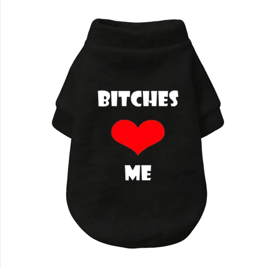 Bitches Love Me Dog Shirt - Black with Red Heart Design - Comfortable and Stylish Pet Apparel