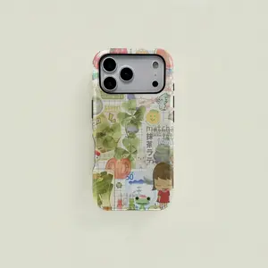 1 pc Four-leaf Clover Matcha Style Cartoon Double-layer Protective Case, Solid 2-in-1 Protective Case, Suitable for iPhone 17 16 15 Pro 14 13 12 11 Pro Max 14 Plus 15 Plus 16Plus 17Plus Samsung Galaxy S25 S24 S23 Ultra Series Protective Case Couple Mobile