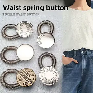 Spring Waist Extender Metal Buckle, Invisible Pants Waist Adjuster, No Sewing, Detachable, Adjustable Extension Clip, Easy to Use