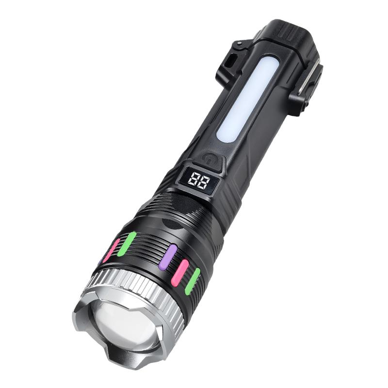 【2026 New Model】 2400 Lumen Flashlight with Ignition Function, 4 Lighting Modes, Digital Display, Rechargeable, Zoomable, Waterproof, Adjustable Brightness, Suitable for Outdoor Camping and EmergenciesTiktokShopSpringGlowUp