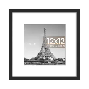 Square Picture Frame Set 12x12 8x8 Wall & Tabletop Photo Frames White Black Wood Grain Home Decor Gallery Wall Art Display